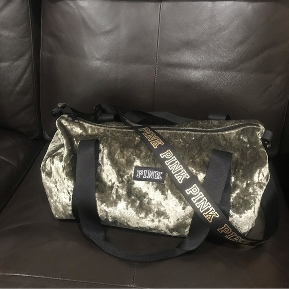 PINK Victoria's Secret Bags Vs Pink Logo Duffle Bag Velvet Olive